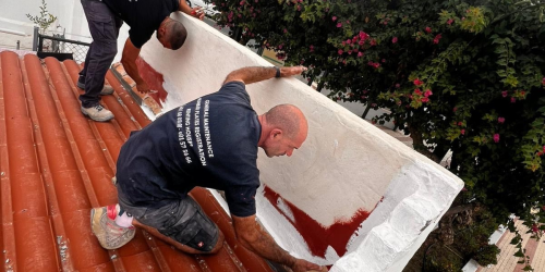 Professional roofing maintenance work
